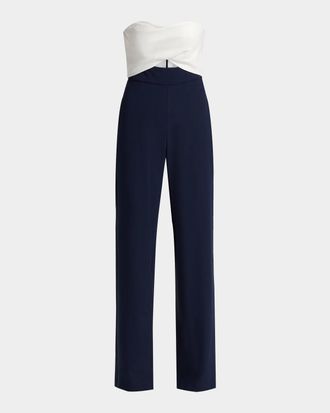 Black Halo Jada Two-Tone Strapless Cutout Jumpsuit