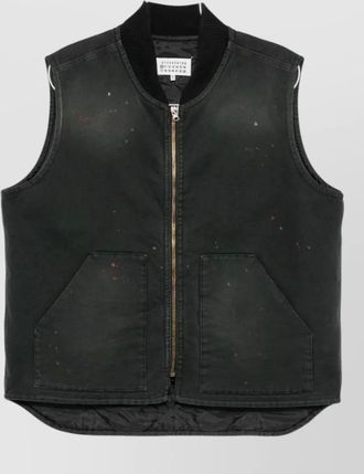 Maison Margiela cotton paint-splatter sleeveless workwear vest