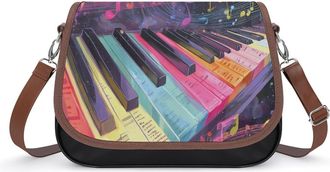 Generic Abstract Piano Keyboard with Music Notes Womens Crossbody Bag Fashion Shoulder Handbags Message Tote Bag with Adjustable Strap