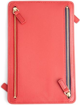Royce Leather RFID Four Zip Leather Travel Organizer in Red at Nordstrom