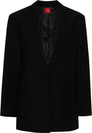 HUGO BOSS logo-appliqué blazer - women - Spandex/Elastane/Polyester/Viscose/Polyester/Viscose - 42 - Black