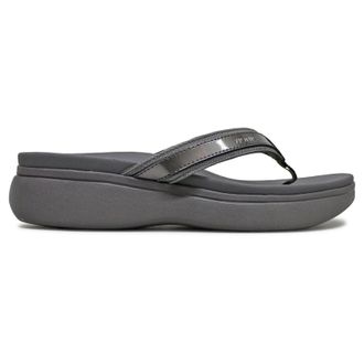 Vionic High Td II Leather Textile Womens Comfort Sandals - Pewter - Size:UK 4.5