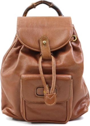 Gucci Brown Leather Backpack (Pre-Owned)