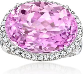 Ross-Simons Kunzite Ring With. Lab-Grown Diamonds in Platinum
