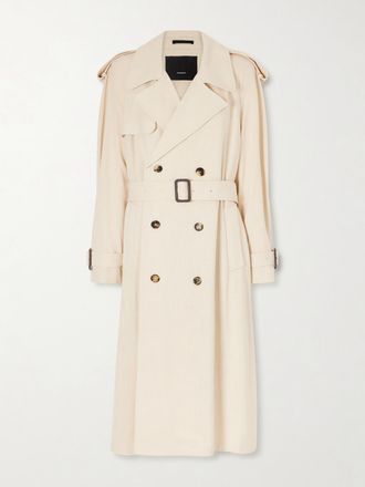 Wardrobe.NYC Trench Doppiopetto In Shell Tecnico Con Cintura - Crema