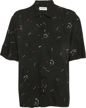 Saint Laurent Overhemd met Cupido-print - Zwart