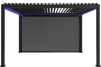 Sweeek Pérgola bioclimática triomphe 3x4m led + toldo de 4m, antracita