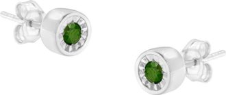 House of Brilliance Silver 1/5 Ct Green Diamond Miracle- Stud Earrings in White at Nordstrom