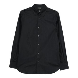Emporio Armani Heren, Overhemden, Blauw, Maat: L Katoen