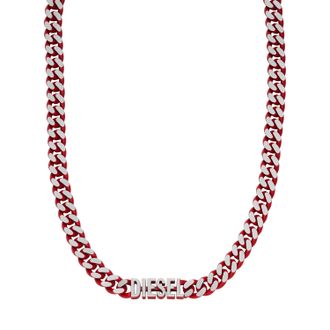 Diesel Mens Red Stainless Steel Choker Necklace