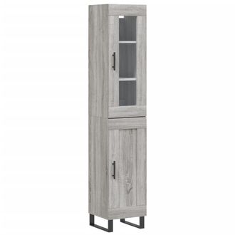 vidaXL Aparador Alto Madera Contrachapada Gris Sonoma 34,5x34x180 Cm Vidaxl