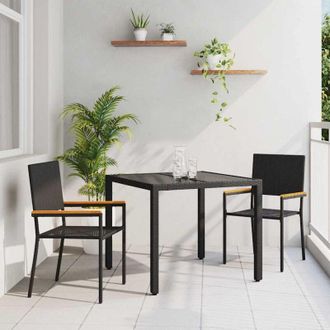vidaXL Conjunto De Comedor De Jard&iacute;n 3 Pcs Negro 90 X 90 X 75 Cm Vidaxl