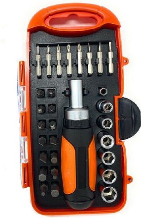 Trade Shop Trade Shop - Kit 30 Pz Cacciaviti A Cricchetto Multiuso Inserti Punte A Croce Torx Esagonali