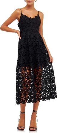 endless rose Lace Spaghetti Strap Midi Dress in Black at Nordstrom, Size X-Small