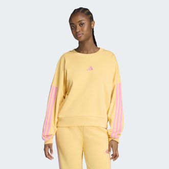 adidas Sweatshirt ADIDAS SPORTSWEAR W 3S FT SWT, Damen, Gr. XL, semi ice tangerine, st tropic bloom, Obermaterial: 55% Baumwolle, 36% Polyester, 9% Viskose, 
