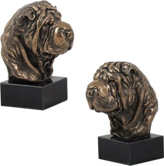 OEM Shar Pei - Estatuilla De Perro, Busto Sobre Base De Piedra, Escultura, Trofeo Para La Exposici&oacute;n Canina Art-dog