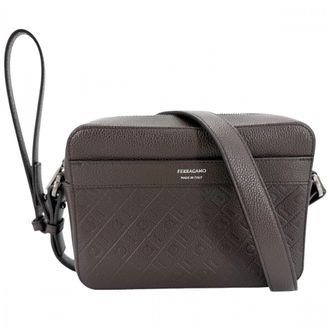 Ferragamo Brown Leather Clutch Bag Shoulder Bag (Pre-Owned)