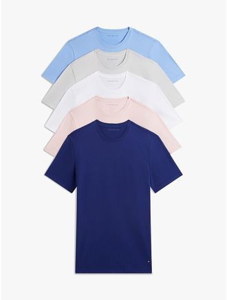 Tommy Hilfiger Mens Cotton Classics Crewneck T-Shirt 5-Pack - Pink - XL