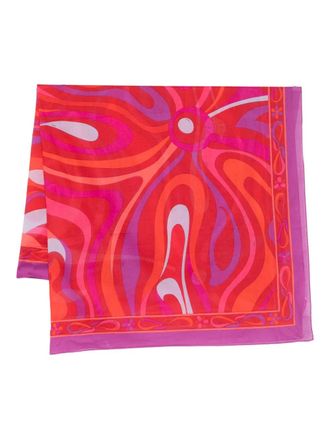 Pucci Marmo-print long pareo - Roze