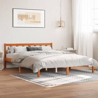 Berkfield Home Bed Frame without Mattress Wax Brown 150x200 cm King Size Solid Wood Pine