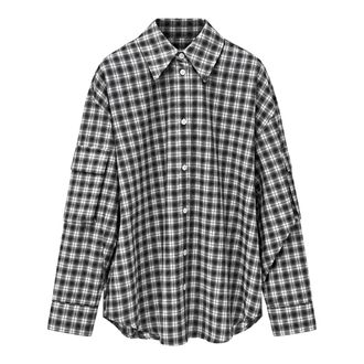 Akep Camicia a Quadri Oversize - - Blouses & Shirts - Donna - Nero - S