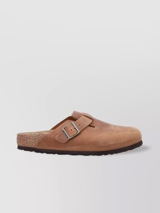 Birkenstock oiled leather clogs buckle detail