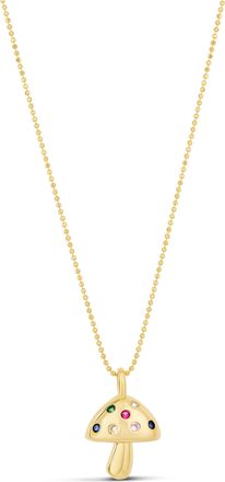 SHYMI Mushroom Charm Necklace - 18k Gold-Filled, Rhodium-Plated, Cubic Zirconia Pav&eacute; Detailing, Adjustable Chain