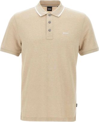 HUGO BOSS Gestreepte Jacquard Polo Parlay Beige - Heren - Polos - Beige - S - Katoen - Tops