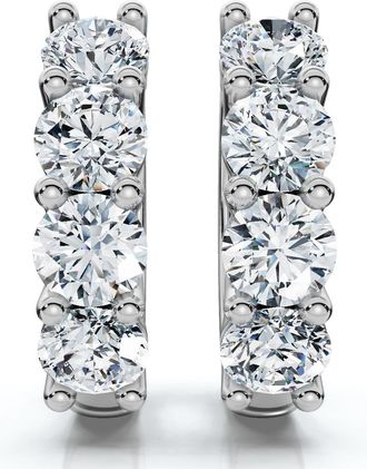 Pompeii3 2Ct Diamond Hoops Small 14k White or Yellow Gold Lab Grown 5/8 Tall