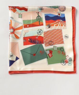 Fendi Foulard quadrato in pura seta con stampa grafica all-over