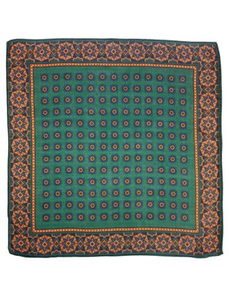 Joan Calabrese Mens Geometric Print Pocket Square In Green Mix