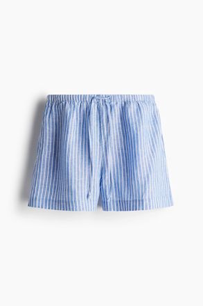 H&M Leinenshorts mit Kordelzug - Blau/Gestreift