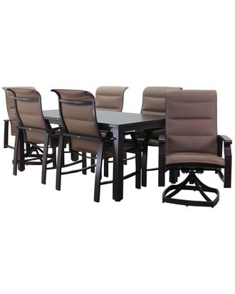 Courtyard Casual Creative Outdoor Products Courtyard Casual Madison Rust 7Pc 70In Rectangle Mixed Dining Set