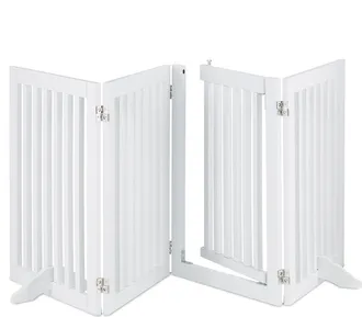 Relaxdays Relaxdays - Barrera Seguridad Perros, Valla Protectora Mascotas, 4 Paneles, Con Puerta, Plegable, 70x207 Cm, Blanca