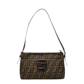 Fendi Pre-owned Zucca Canvas Shoulder Bag - Dames - Pre-owned - Bruin - Maat: ONE Size Leer