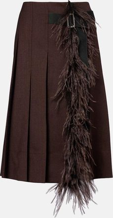 Plan C Gonna a portafoglio plissé con piume