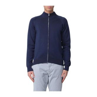 Blauer Katoenen Ritsvest - Heren - Truien - Blauw - Maat: S Katoen