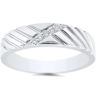 Pompeii3 Mens Diamond 14K White Gold Wedding Ring Size Selectable