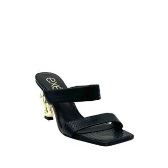 Ex&eacute; Womens Double-Strap Chain-Link Heel Slide Sandal In Black