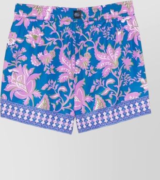 Etro swim shorts floral trim elastic waistband pockets