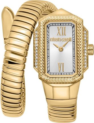 Roberto Cavalli Vera Snake Wraparound Bracelet Watch, 22mm x 32mm in Gold at Nordstrom Rack