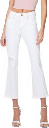 Flying Monkey Dede High Rise Crop Flare Jeans In Cream