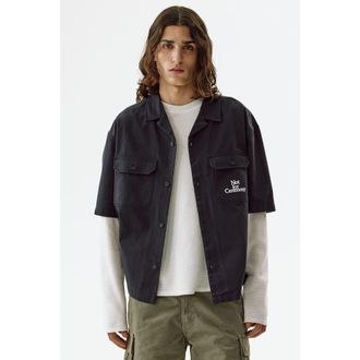 H&M Relaxed Fit Short-sleeved Utility Shirt in Navy Blue/not For Ceremony at Nordstrom, Size Xx-Large