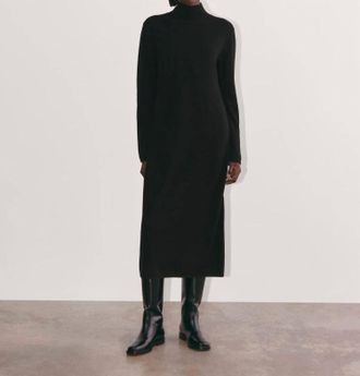 Everlane Turtle Neck Midi Dress In Black