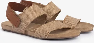 Pedro Garcia flat double band sandal in beige linen | Josefin | Spring Summer 26 | PEDRO GARCIA