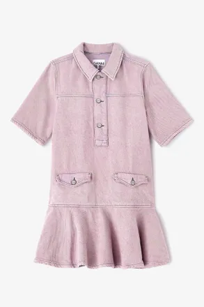 Ganni Cameo Pink Washed Denim Dress - Size 10/12 Organic Cotton