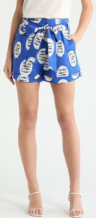 Sugarlips Rumi Town Pompom Cotton Shorts in Navy-Crm-Blk at Nordstrom, Size X-Large