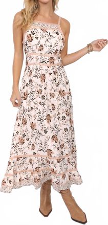 Sadie & Sage Voila Lace Trim Maxi Dress In Beige