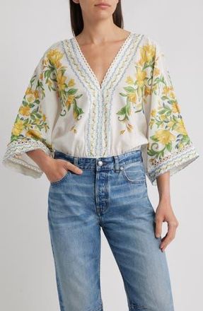 Farm Rio Sicily Dolman Sleeve Bodysuit in Off-White at Nordstrom Rack, Size X-Small