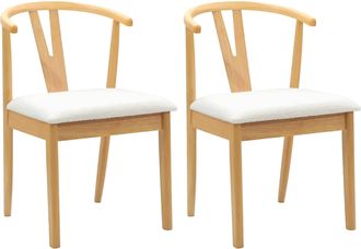 vidaXL Silla De Comedor 2 Uds. Madera De Caucho S&oacute;lido Natural Y Claro Vidaxl